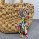 Boho Leaf Tassel Keychains Bag Charm Shell Keychain Key Ring Jewelry