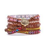 Boho Love Heart Long Wrap Bracelet Natural Stone 5 Wrap Bracelet