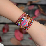 Boho Love Heart Long Wrap Bracelet Natural Stone 5 Wrap Bracelet