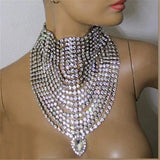 Boho Rhinestone Water Drop Pendant Necklace Bridal Wedding Jewelry