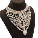 Boho Rhinestone Water Drop Pendant Necklace Bridal Wedding Jewelry