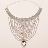 Boho Rhinestone Water Drop Pendant Necklace Bridal Wedding Jewelry