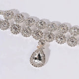 Boho Rhinestone Water Drop Pendant Choker Necklace