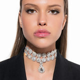 Boho Rhinestone Water Drop Pendant Choker Necklace
