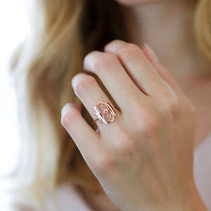 Boho Monogram Ring Vintage Anillos Gothic Jewelry