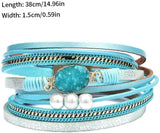 Boho Multi-Layer Bracelet Leather Wrap Wrist Chain Magnetic Clasp