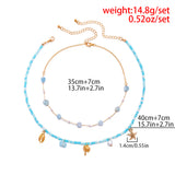 Boho Crystal Beads Choker Necklace Geometric Shell Pendant Jewelry