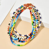 Boho Multicolor Metal Necklaces Choker Beads Pendant Statement Necklace