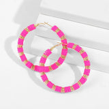 Boho Multicolor Round Polymer Clay Hoop Earrings for Women