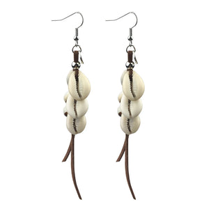 Boho Cowrie Shell Long Earrings for Women Bohemian Dangle Jewelry