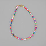 Boho Natural Pearl Necklace Soft Clay Beads Choker Beach Jewelry Gift