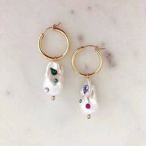 Boho Natural Freshwater Pearl Earrings Baroque Large Pearl Women's Earrings