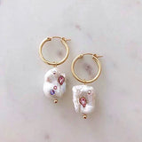 Boho Natural Freshwater Pearl Earrings Baroque Large Pearl Women's Earrings