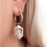 Boho Natural Freshwater Pearl Earrings Baroque Large Pearl Women's Earrings