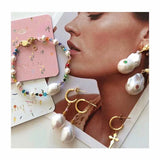 Boho Natural Freshwater Pearl Earrings Baroque Large Pearl Women's Earrings