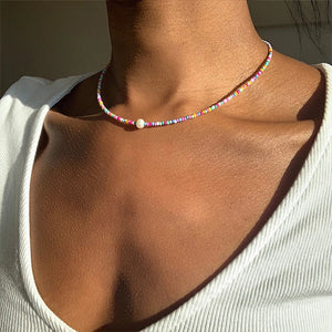 Boho Pearl Beads Necklace Sweet Neck Choker