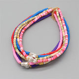 Boho Natural Pearl Necklace Colorful Soft Polymer Clay Beads Choker Pendant Neck