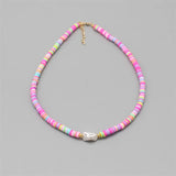 Boho Natural Pearl Necklace Colorful Soft Polymer Clay Beads Choker Pendant Neck
