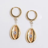Boho Seashells Cowrie Shell Drop Earrings