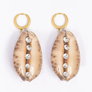 Boho Seashells Cowrie Shell Drop Earrings