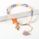 Aventurine Clover Tube Beads Bracelet Butterfly Pendant