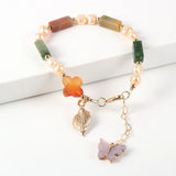 Aventurine Clover Tube Beads Bracelet Butterfly Pendant
