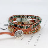 Boho Stone Beaded Wrap Bracelets 3 Layers Leather Strand Charms Retro Jewelry
