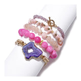 Boho Stone Charm Bracelets Set Druzy Agates Beads Bracelet Lady Gift