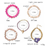 Boho Stone Charm Bracelets Set Druzy Agates Beads Bracelet Lady Gift