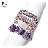 Boho Stone Charm Bracelets Set Druzy Agates Beads Bracelet Lady Gift