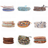 Boho Natural Stone Leather Wrap Bracelet Women Jewelry Gift