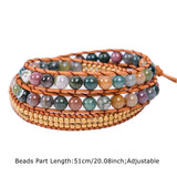 Boho Natural Stone Leather Wrap Bracelet Women Jewelry Gift