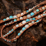 Boho Natural Stone Leather Wrap Bracelet Women Jewelry Gift