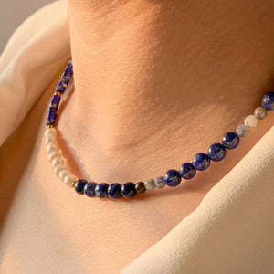Boho Natural Stone Pearl Seed Bead Choker Necklace for Women Vintage Bohemia