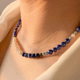 Boho Natural Stone Pearl Seed Bead Choker Necklace for Women Vintage Bohemia