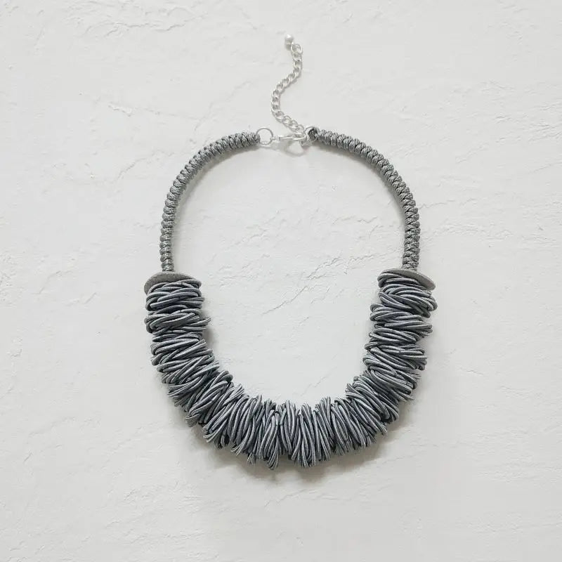 Boho Grey Multi-layered Handwoven Necklace