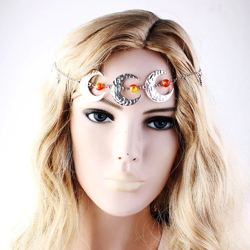 Boho Pentagram Vintage Head Chain Moon Crescent Headband