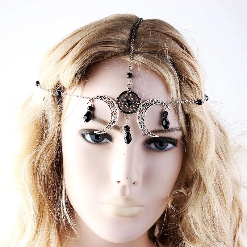 Boho Pentagram Vintage Head Chain Moon Crescent Headband