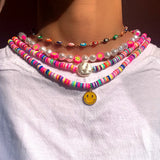 Boho Pink Crystal Bear Necklace for Women