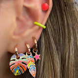 Boho Rainbow Feather Pendants Hoop Earrings for Women