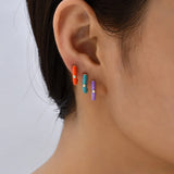 Boho Rainbow Feather Pendants Hoop Earrings for Women