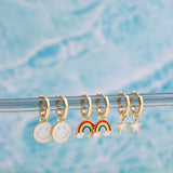 Boho Rainbow Feather Pendants Hoop Earrings for Women