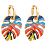 Boho Rainbow Feather Pendants Hoop Earrings for Women