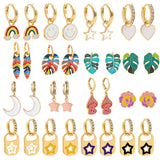 Boho Rainbow Feather Pendants Hoop Earrings for Women