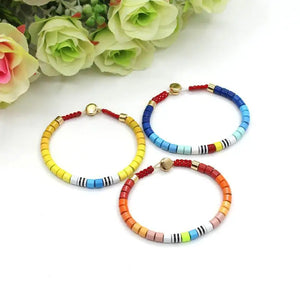 Boho Rainbow Enamel Bracelet DIY Bead String Ladies Charm Bracelet