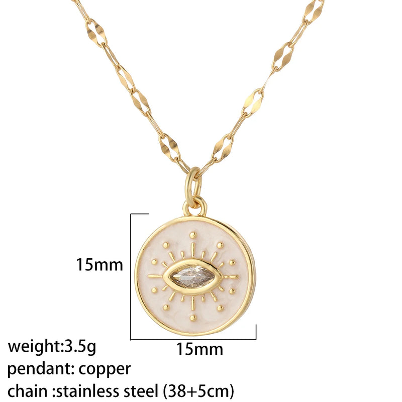 Boho Rainbow Heart Pendant Necklace Colorful Moon Star Long Chain Couple Jewelry