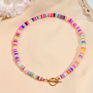 Boho Rainbow Smiley Face Beads Choker Necklace