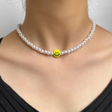 Boho Rainbow Smiley Face Beads Choker Necklace