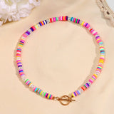 Boho Rainbow Smiley Face Beads Choker Necklace