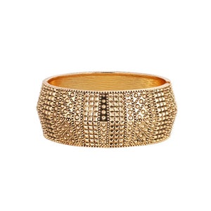 Boho Retro Metal Cuff Bangles For Women Big Bracelets Golden Tone Ethnic Jewelry